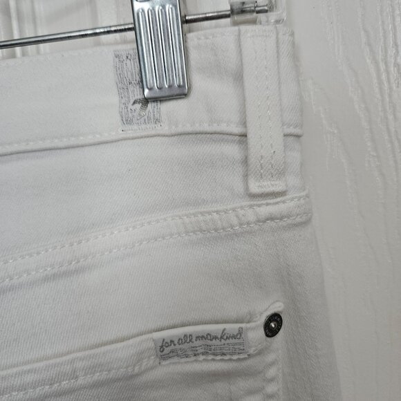 7 For All Mankind White Stretch Skinny Jeans 11" High Rise Zipper Size 29 - Picture 5 of 10
